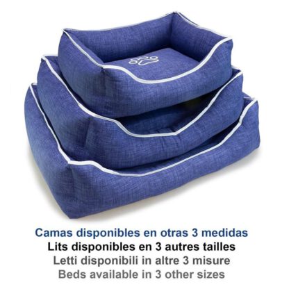 Cama cuadrada azul con huella y ribete 85x68x21 cm. - Imagen 2