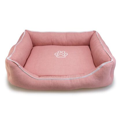 Cama cuadrada Rosa con Huella y Ribete 85x68x21cm