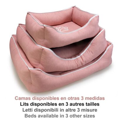 Cama cuadrada Rosa con Huella y Ribete 85x68x21cm - Imagen 3