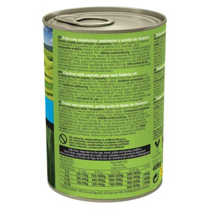 LATA JUNIOR Pollo/Zanahorias/Guisantes/Aceite de salmón 400gr. - Imagen 3