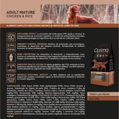 OPTIMA NOVA ADULT MATURE POLLO ARROZ 2 KG. - Imagen 3