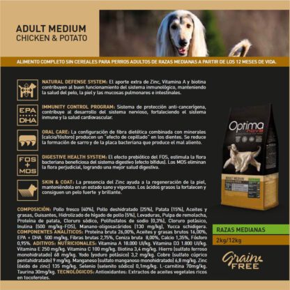 OPTIMA NOVA ADULT MEDIUM CHICKEN POTATO 2 KG. - Imagen 4