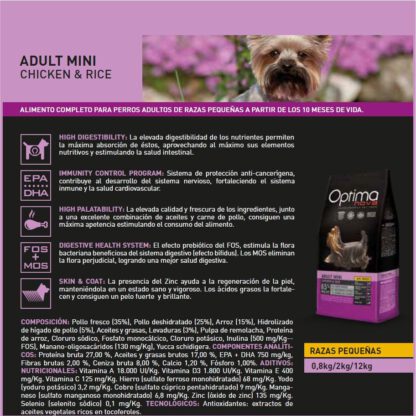 OPTIMA NOVA ADULT MINI POLLO ARROZ 12 KG. - Imagen 3