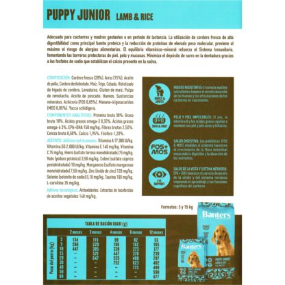 BANTERS DOG PUPPY LAMB&RICE 15 KG. - Imagen 2