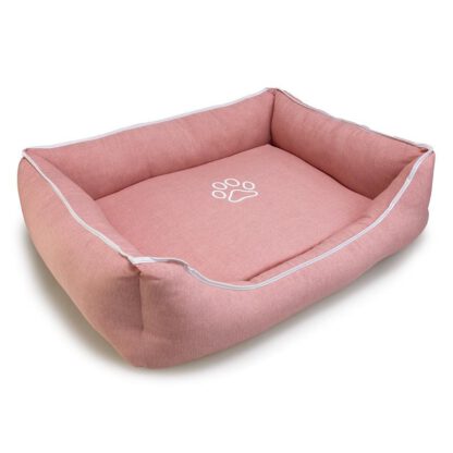 Cama cuadrada Rosa con Huella y Ribete 85x68x21cm - Imagen 2