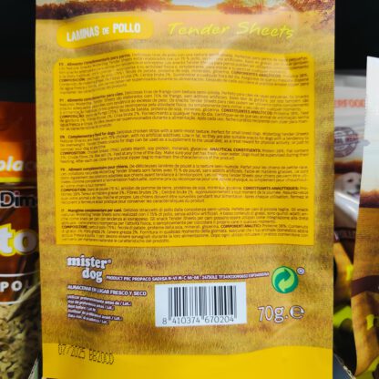 Snack LAMINAS De POLLO 70 gr. Mister Dog - Imagen 2