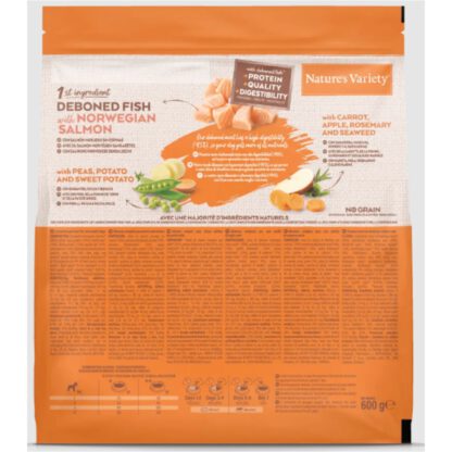 NATURES VARIETY NO GRAIN ADULT MINI SALMON 600gr - Imagen 2
