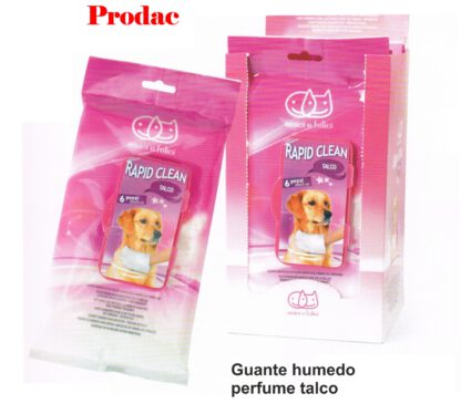 GUANTE HUMEDO PARA MASCOTAS.6 Und.Talco