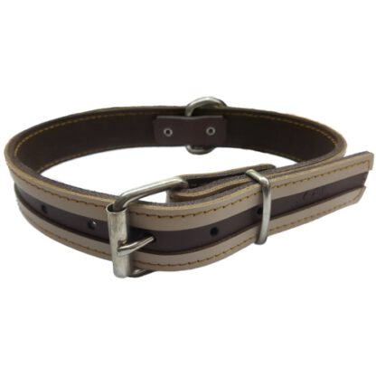 COLLAR CUERO VIA MARRON Y BEIGE 40x3cm - Imagen 2