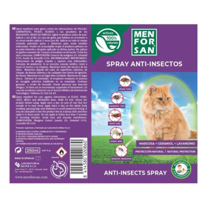 MENFORSAN SPRAY ANTI INSECTOS 250 ML.GATOS - Imagen 2