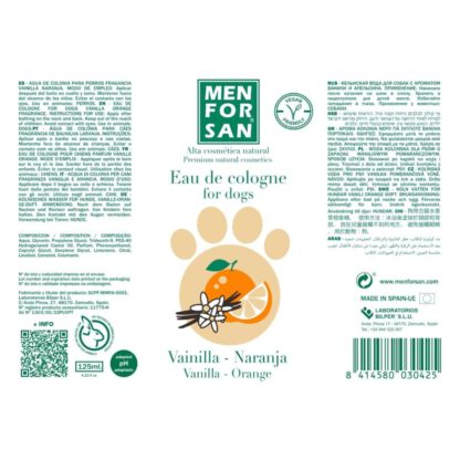 MENFORSAN AGUA DE COLONIA Vainilla/NARANJA Perros 125ml. - Imagen 2