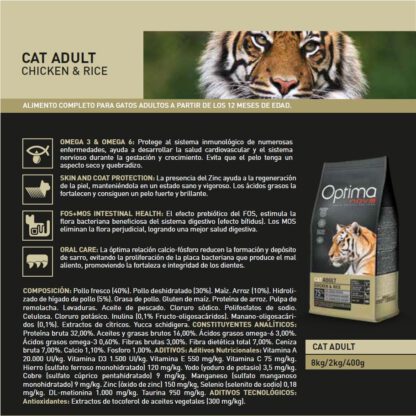 OPTIMA NOVA CAT ADULT CHICKEN RICE 2 KG. - Imagen 3