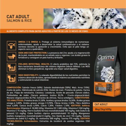 OPTIMA NOVA CAT ADULT SALMON RICE 2 KG.** - Imagen 3