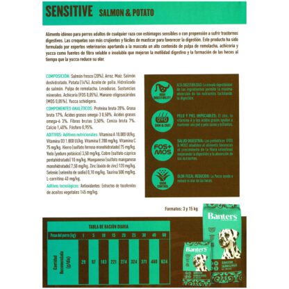 BANTERS DOG SENSITIVE SALMON&POTATO 15 KG. - Imagen 2