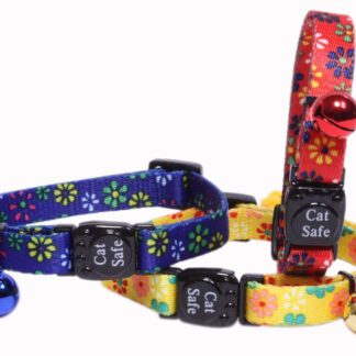 COLLAR GATO NYLON FLORES 10x200mm. Estampado