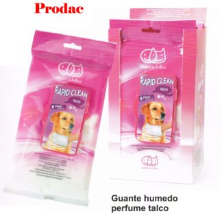 GUANTE HUMEDO PARA MASCOTAS.6 Und.Talco
