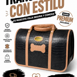 Transportín de diseño premium para mascotas, ideal para viajes seguros y cómodos.