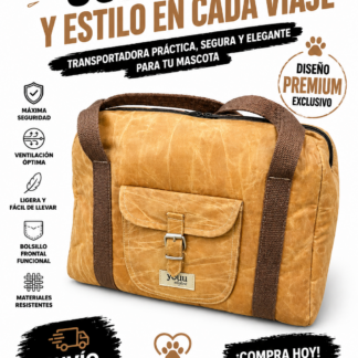 Transportín práctico y elegante para tu mascota, ideal para cualquier viaje. Ofrece comodidad y seguridad.